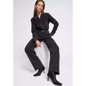 OTHER STORIES Belted Black-Wash Denim Jumpsuit Size 4